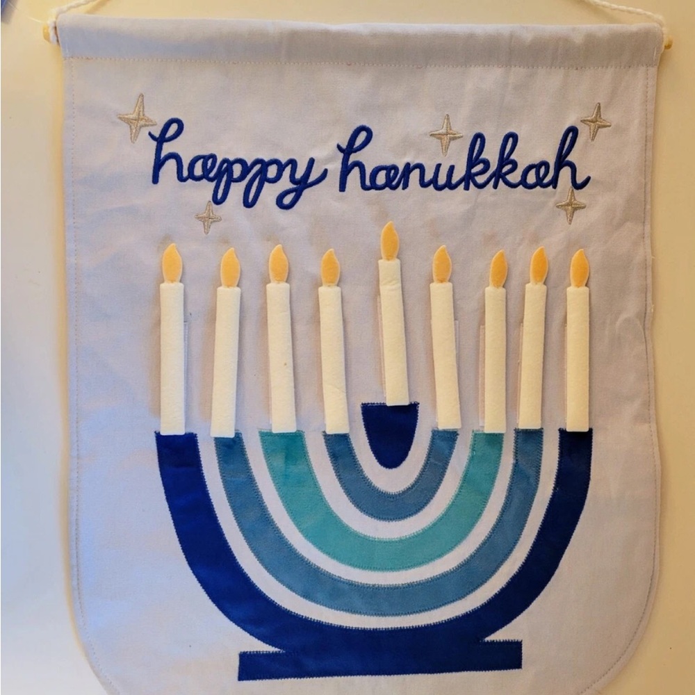 Spritz Hanukkah Wall Decor Countdown Candles Felt Hanging Banner Sign